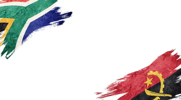 Bandeiras da África do Sul e Angola em fundo branco — Fotografia de Stock